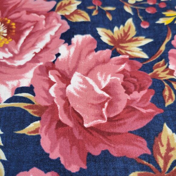 Boundless Cotton Fabric Heritage Home Floral Navy Pink Peony 3 YDS x 43” - Picture 12 of 16